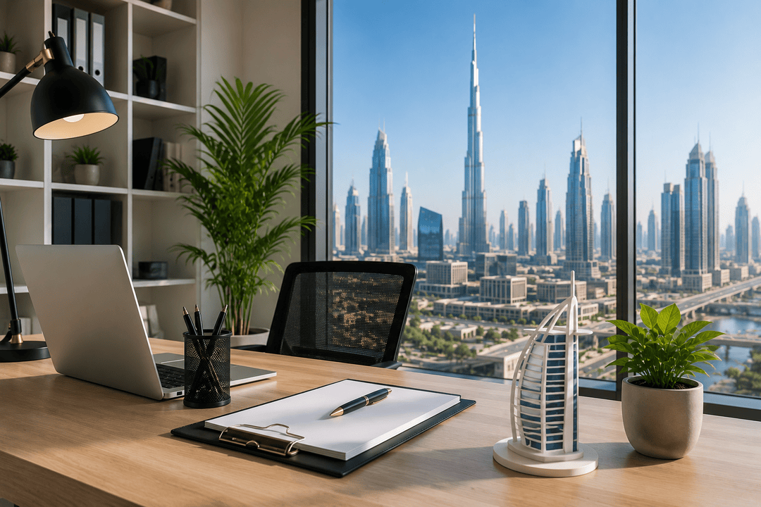 Startups team working in a Dubai office space